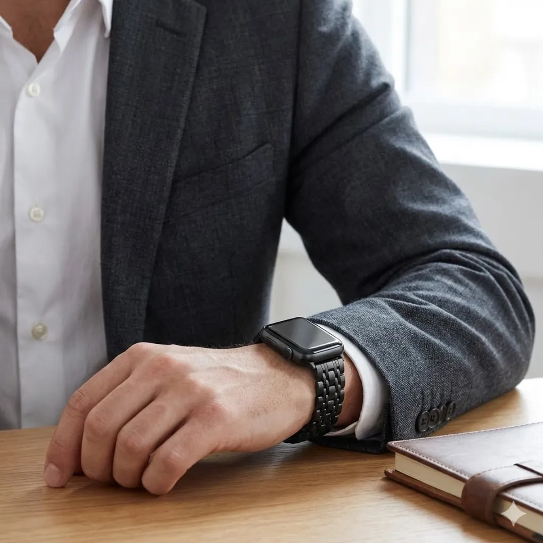NUVEX Staal Horlogeband - Zwart - 49mm - Apple Watch 38-42mm