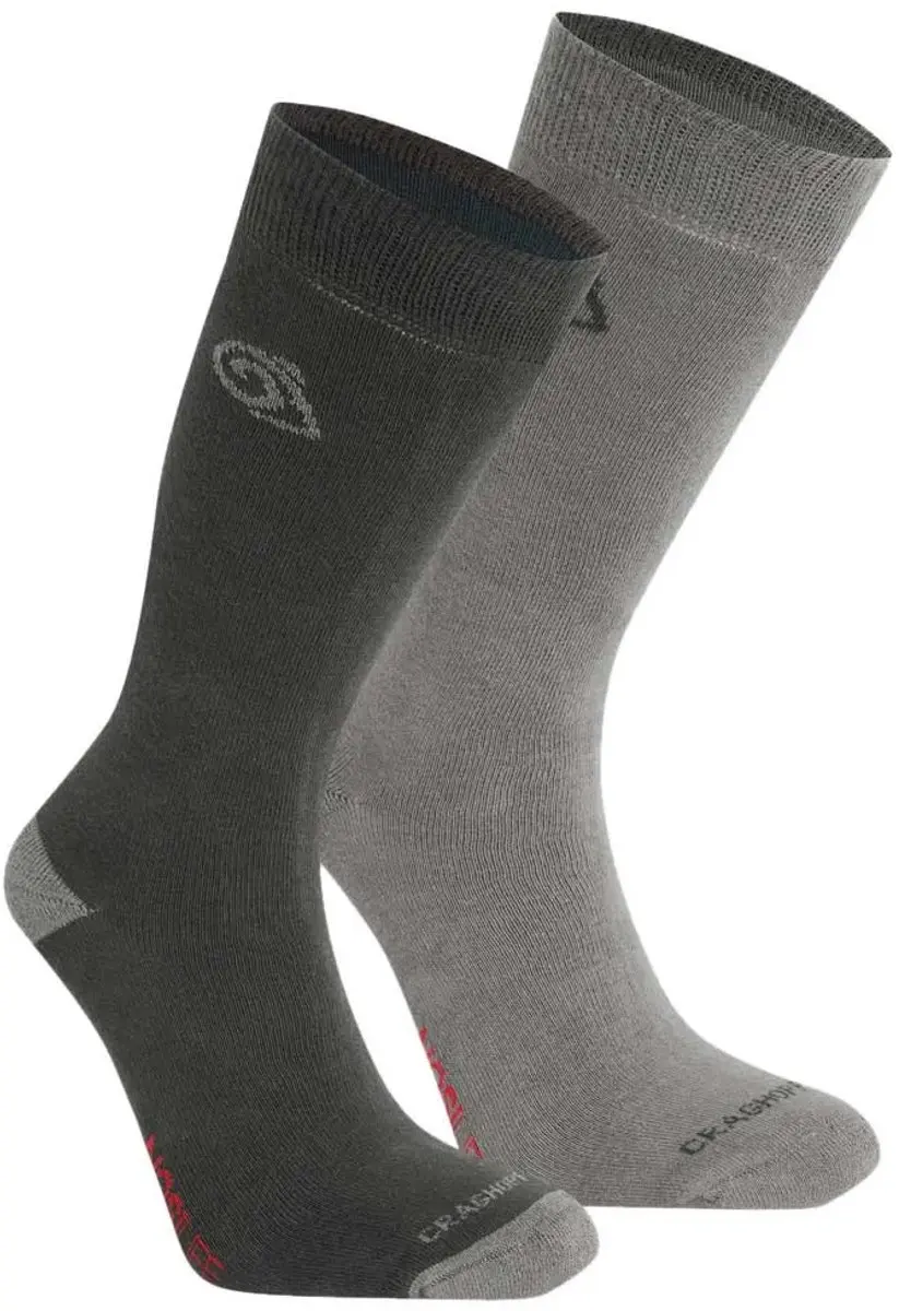 Craghoppers Nosilife Twin Pack Half Lange Sokken Grijs EU 36-38