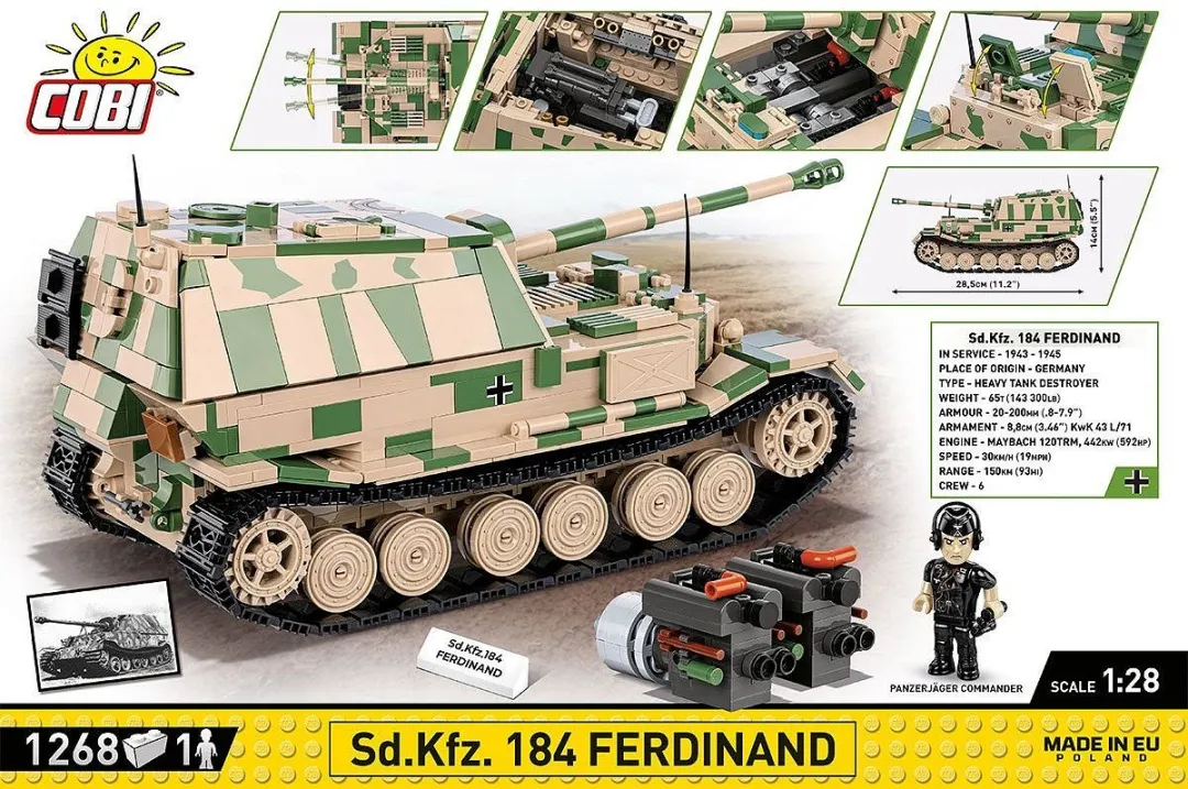 Cobi S.D.KFZ. 184 Ferdinand COBI-2583 - 1268 Onderdelen - Meerkleurig