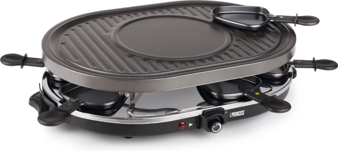 Princess Gourmetstel 162700 Raclette Oval Grill Party - 1200W - 8 Personen
