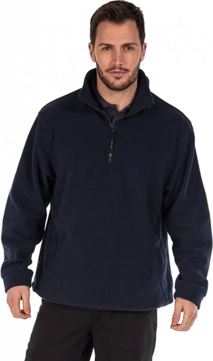 Regatta Warme fleece trui Thor - donkerblauw - voor heren - halsrits - polyester fleece M