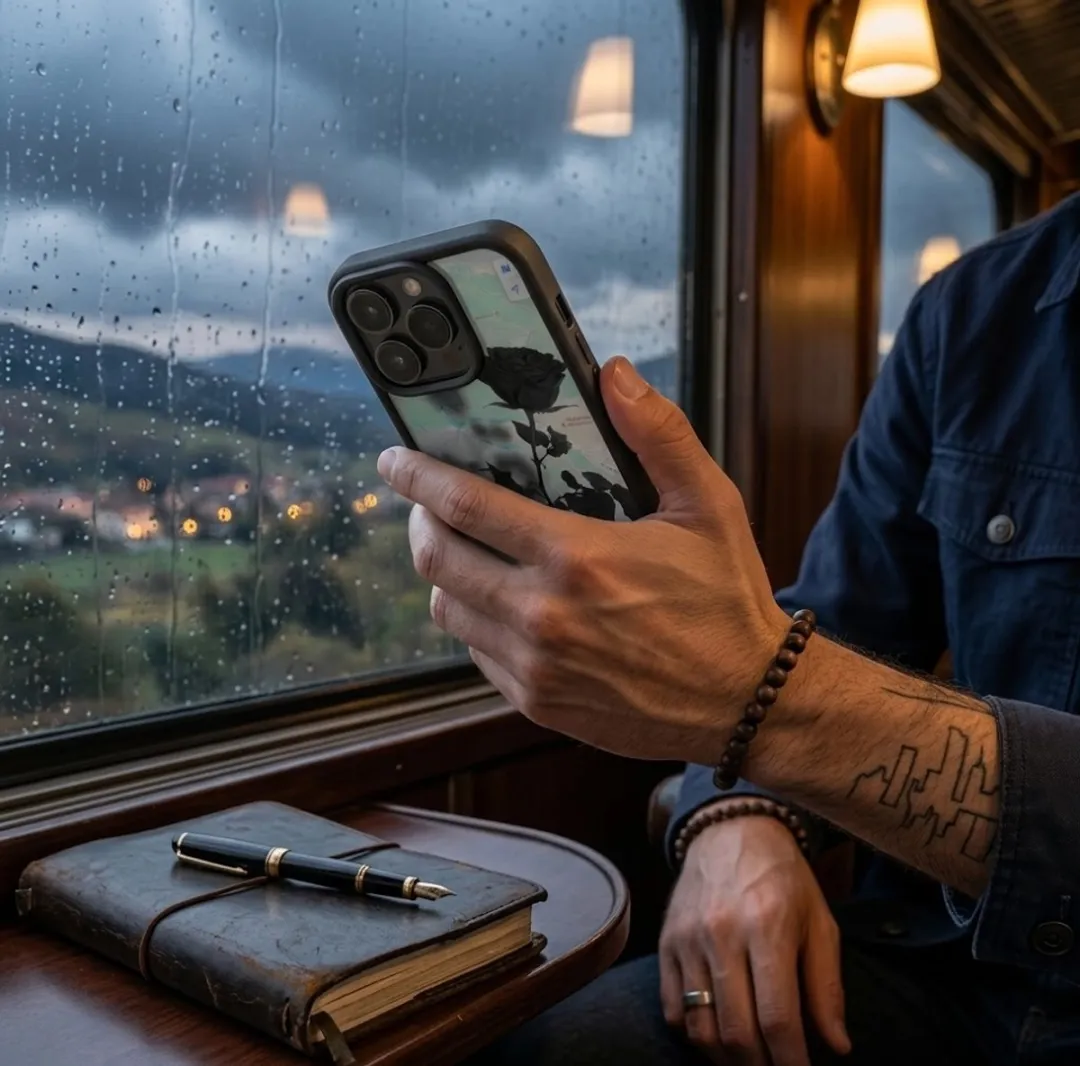 NUVEX iPhone 15 Pro Max Hoesje - Zwart Transparant - Roosprint