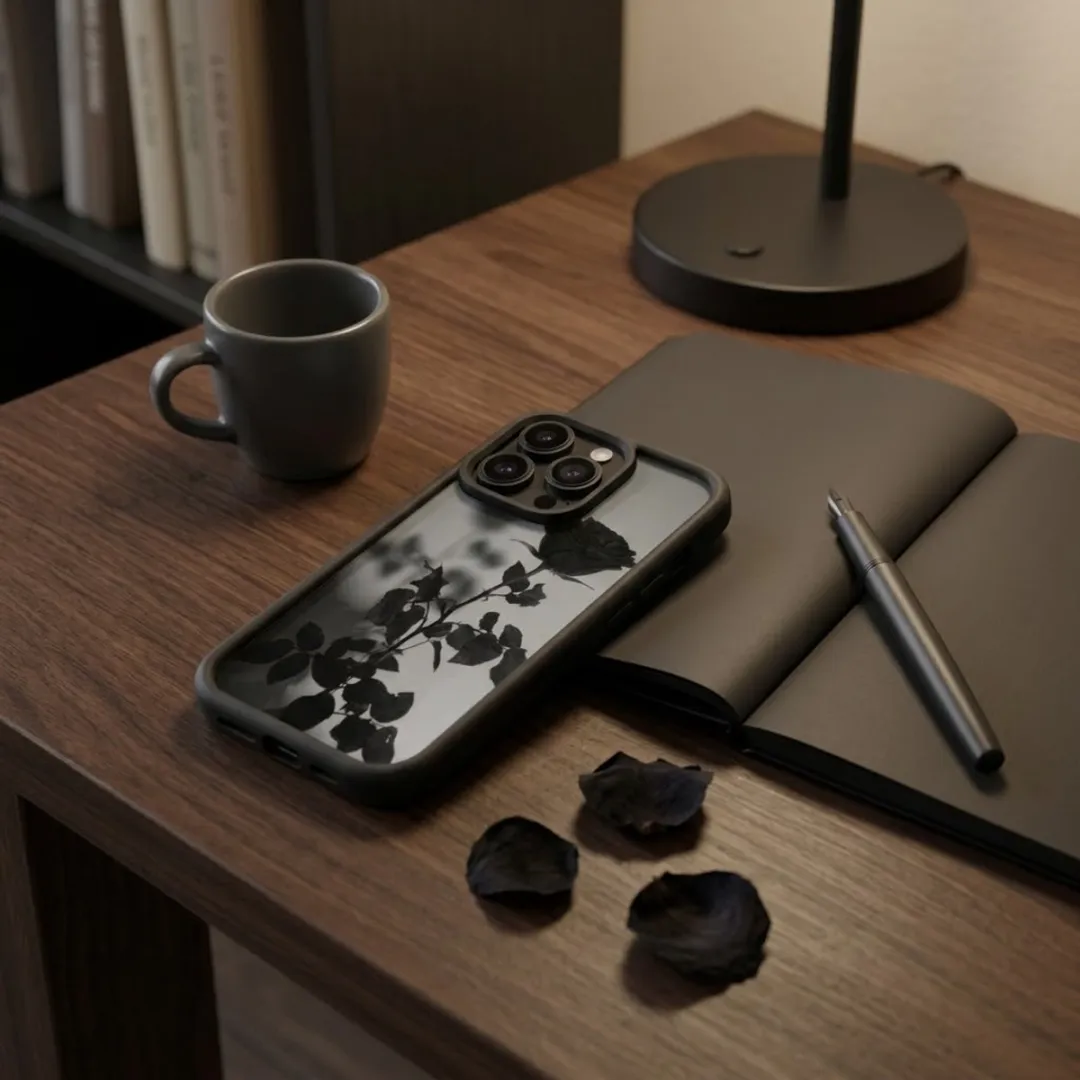NUVEX iPhone 15 Pro Max Hoesje - Zwart Transparant - Roosprint