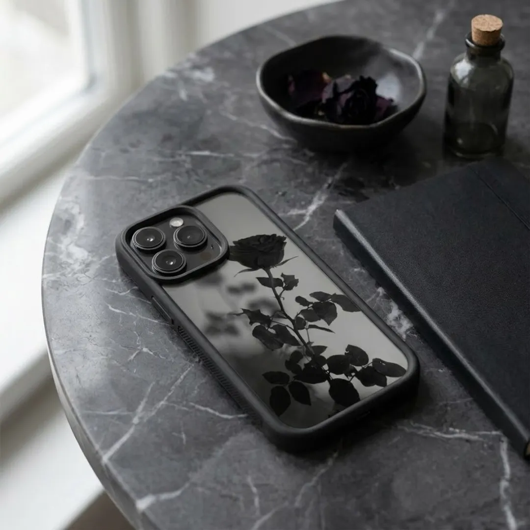 NUVEX iPhone 15 Pro Max Hoesje - Zwart Transparant - Roosprint