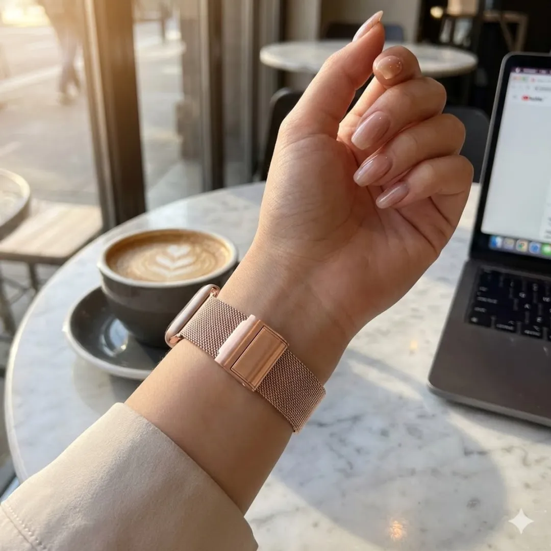 NUVEX Roségoudkleurig Mesh Horlogeband 16mm - One Size