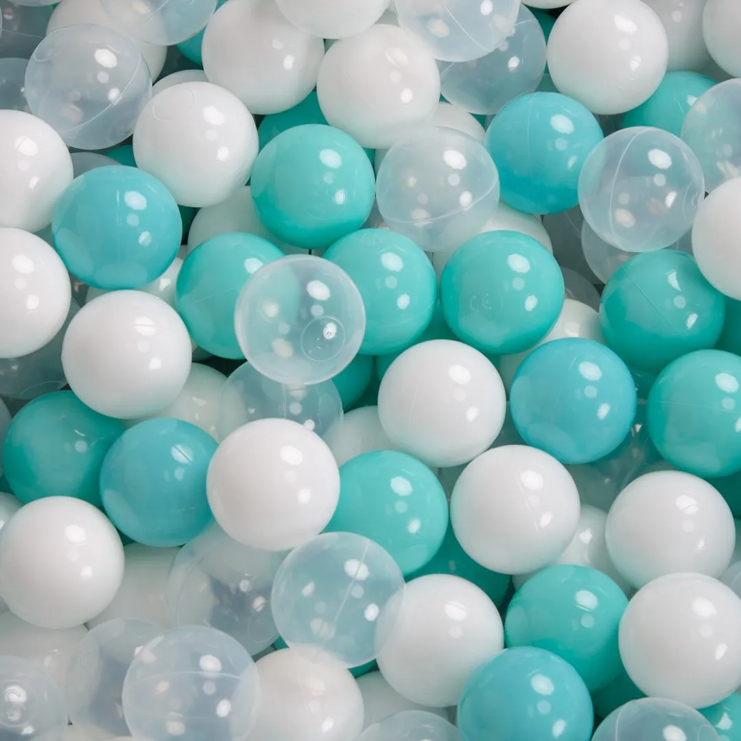 KiddyMoon Ballenbad 90x30cm - 300 Ballen ∅7cm - Lichtgrijs/Turquoise