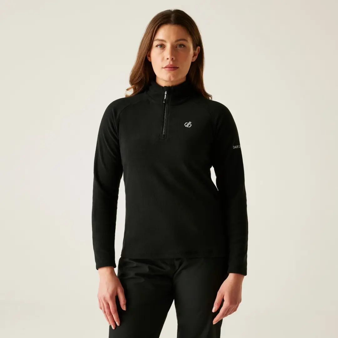Dare2B, Freeform II Lichtgewicht Dames Fleece met halve rits, Zwart, Maat 40