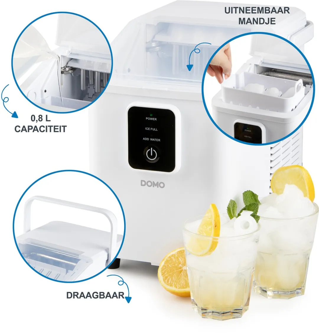 Domo DO9292IB IJsblokjesmachine - 9 blokjes - 0,8L - Wit