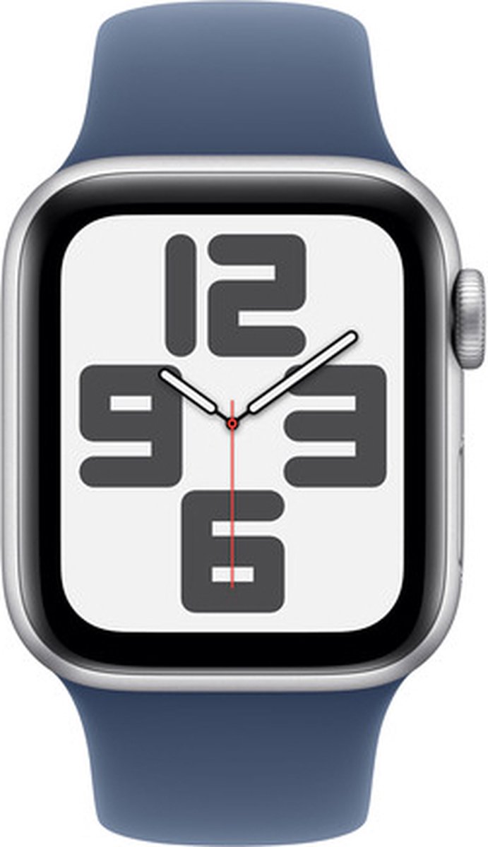 Apple Watch SE 2024 GPS + Cellular 44mm Silver Aluminium Case with Denim Sport Band - M/L