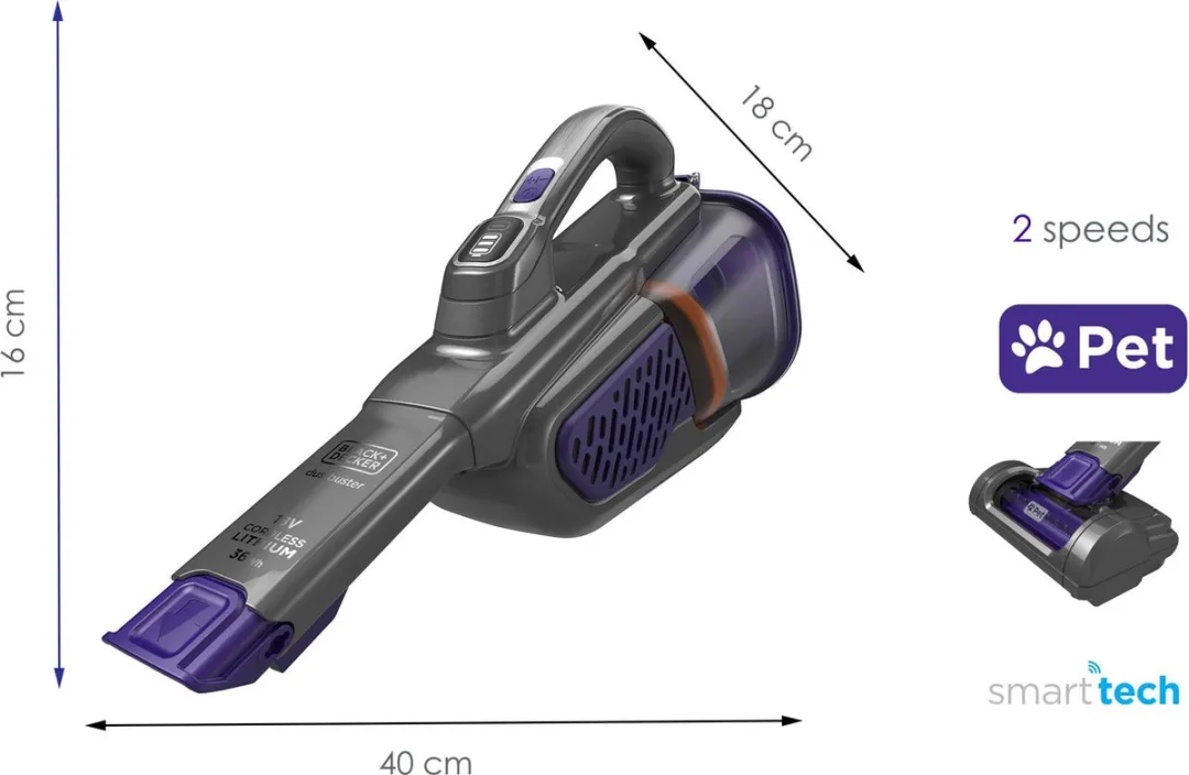 BLACK+DECKER BHHV520BFP-QW Kruimeldief - 35 Airwatts - Paars/Antraciet