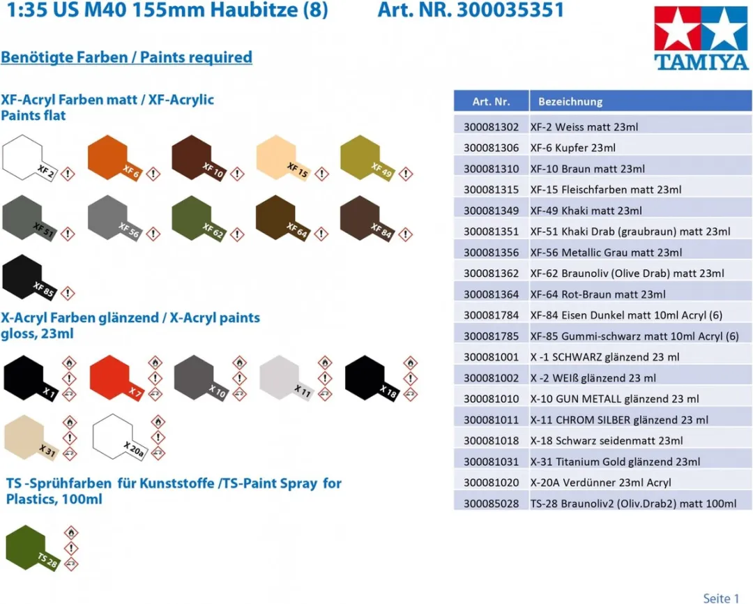 Tamiya 35351 M40 155mm Self Propelled Gun Modelbouwpakket 1:35 - Multi