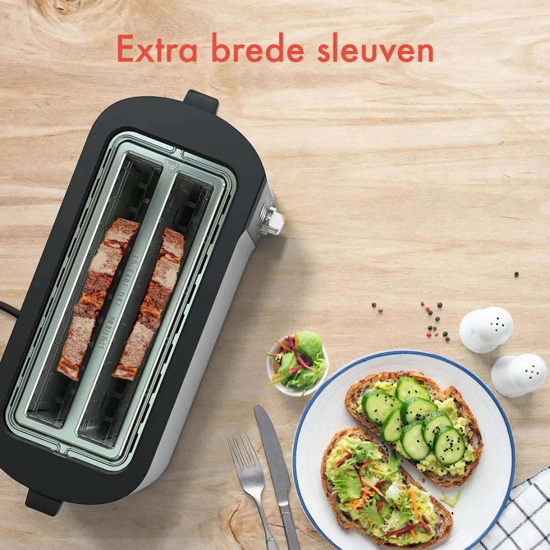 KitchenBrothers KB4008 Broodrooster 1520W - 4 Stuks - RVS/Zwart