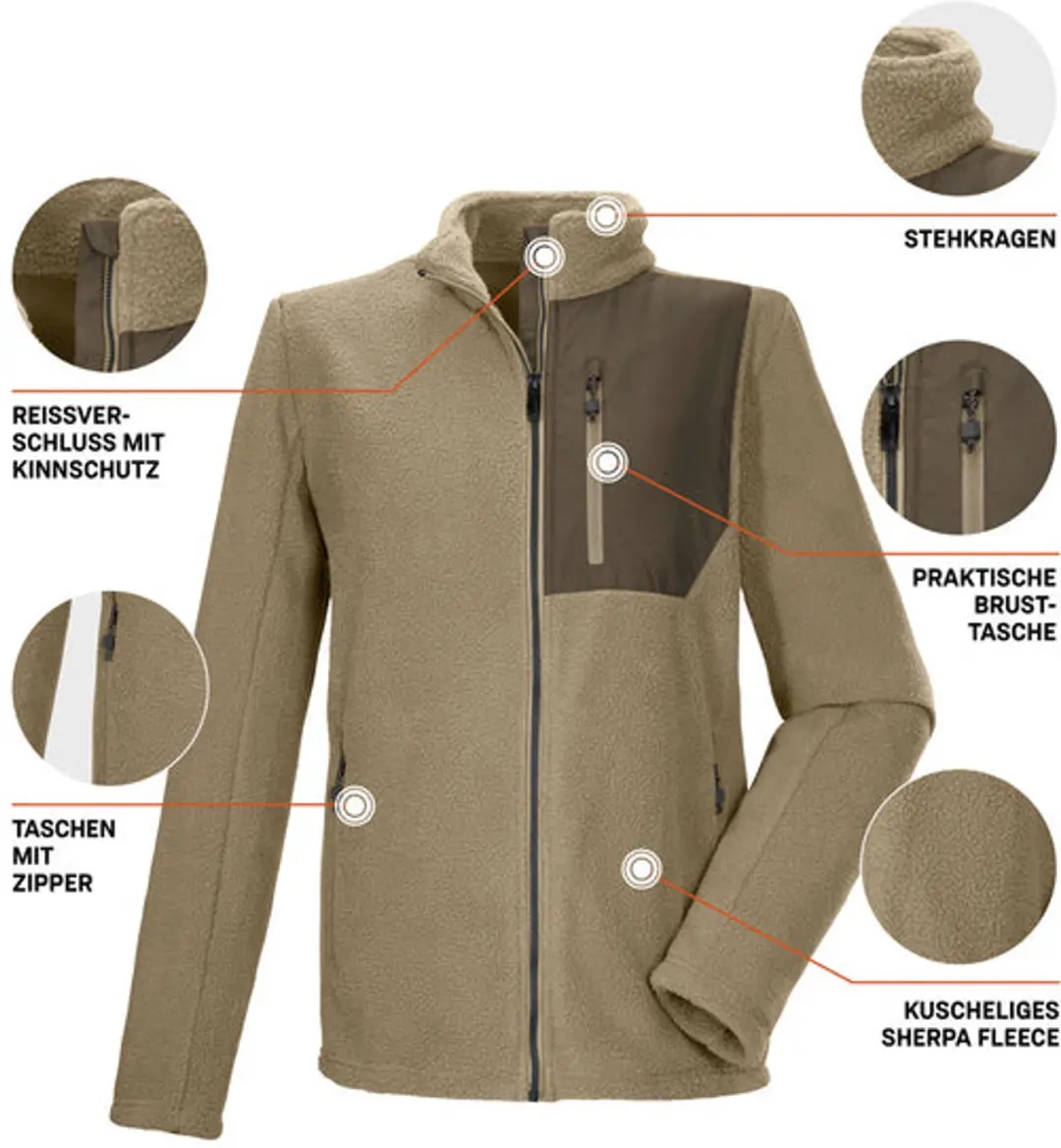 Killtec Sherpa Fleece Vest Heren - Taupe - afbeelding 3 van 5