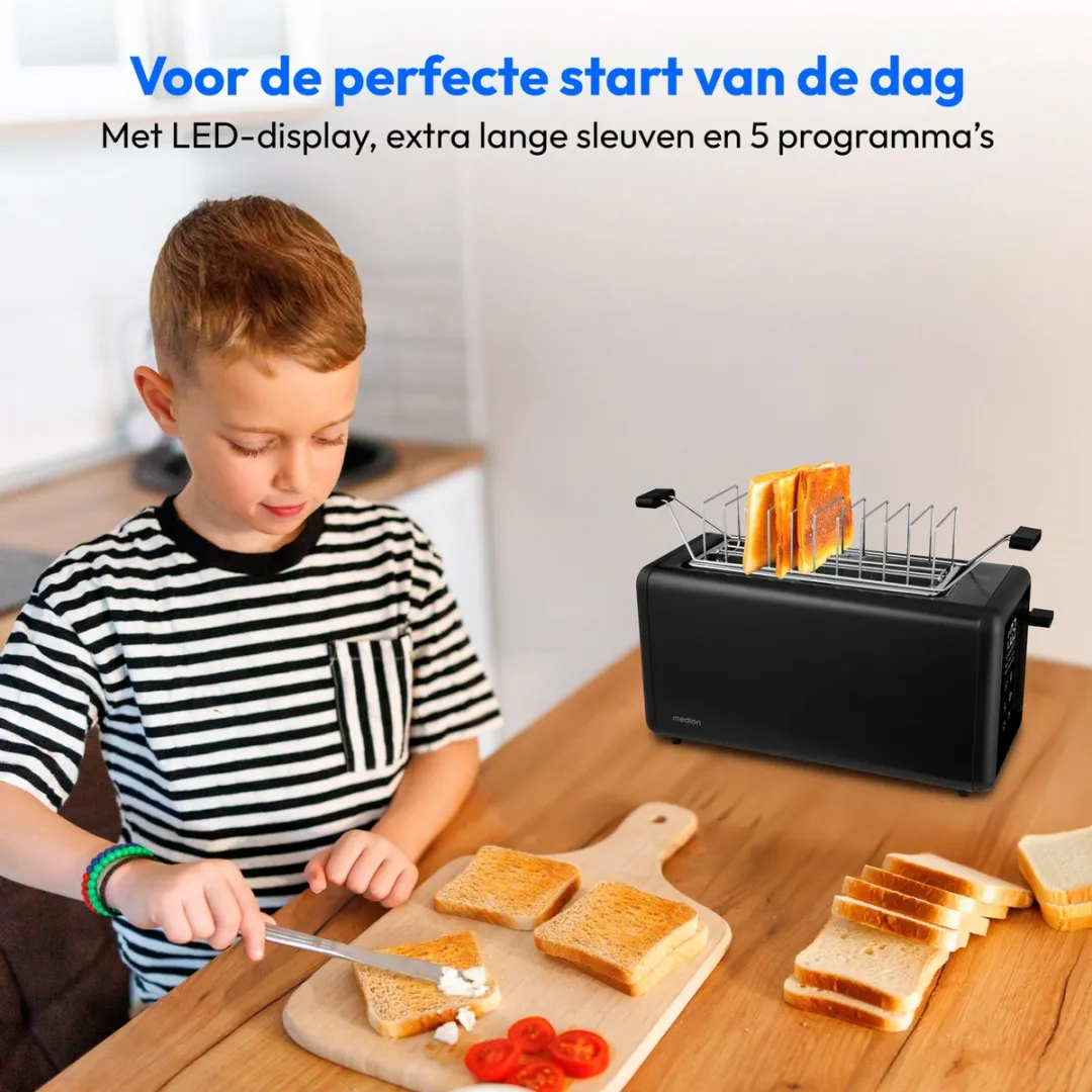 Medion MD12103 Broodrooster 4 sneetjes - 1450W - Zwart - afbeelding 6 van 6