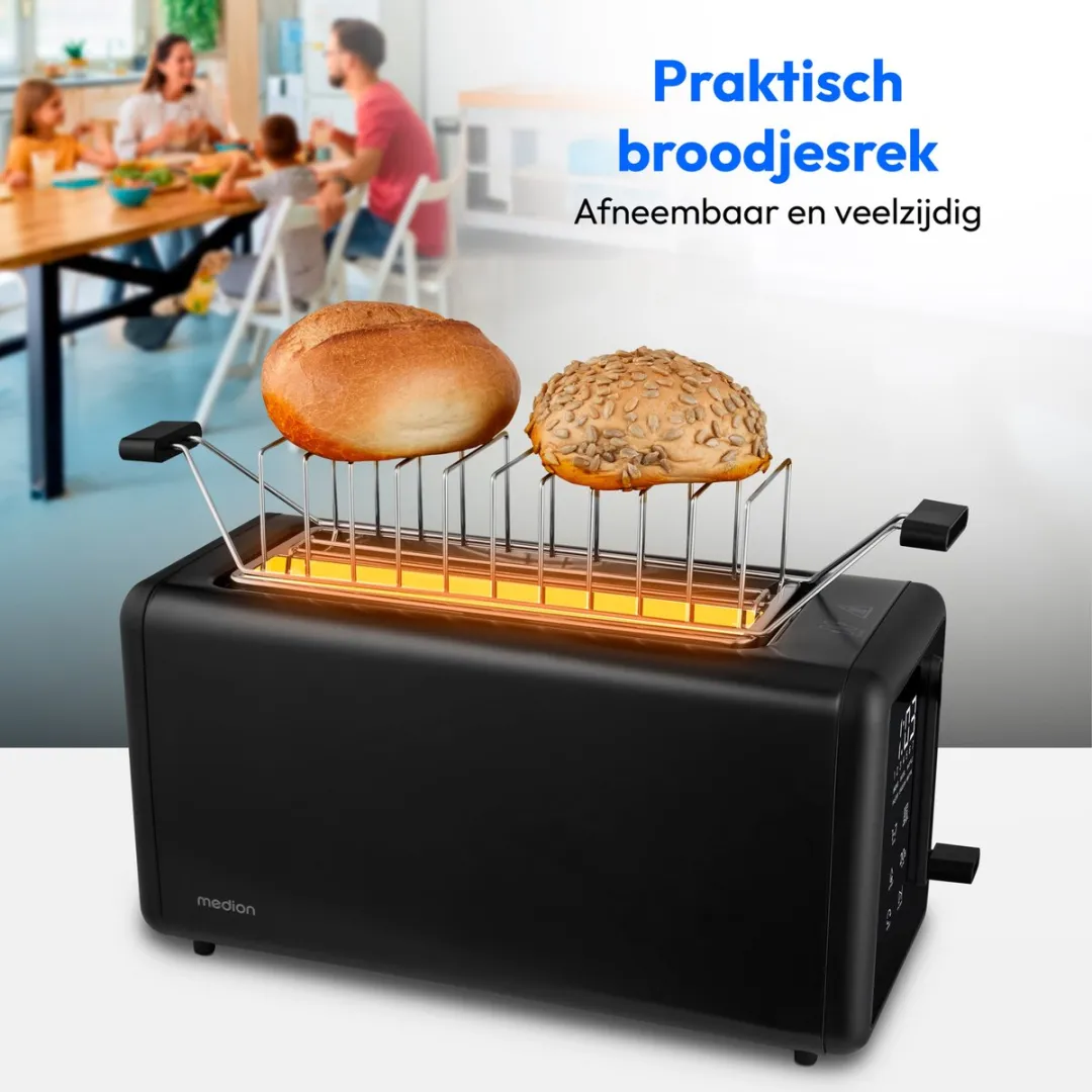 Medion MD12103 Broodrooster 4 sneetjes - 1450W - Zwart