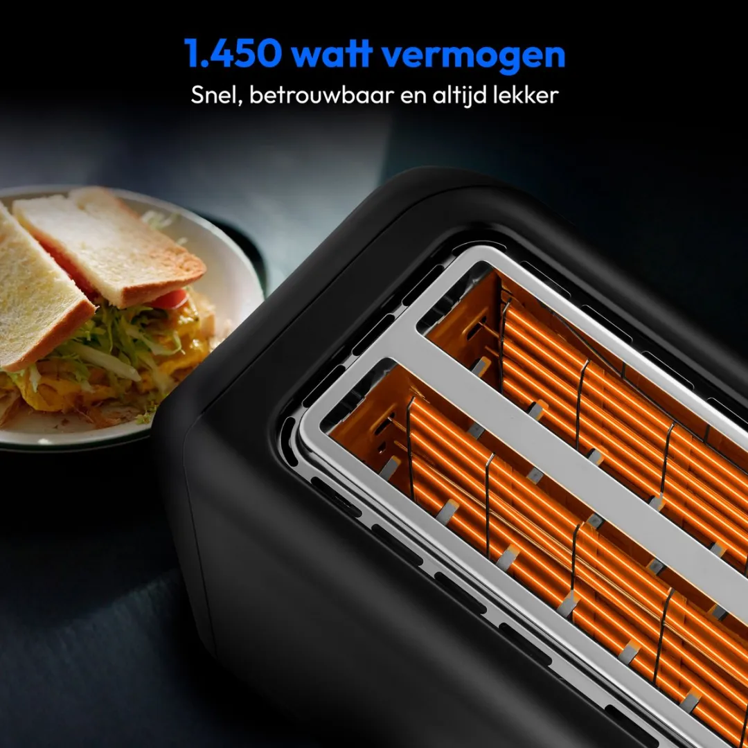 Medion MD12103 Broodrooster 4 sneetjes - 1450W - Zwart