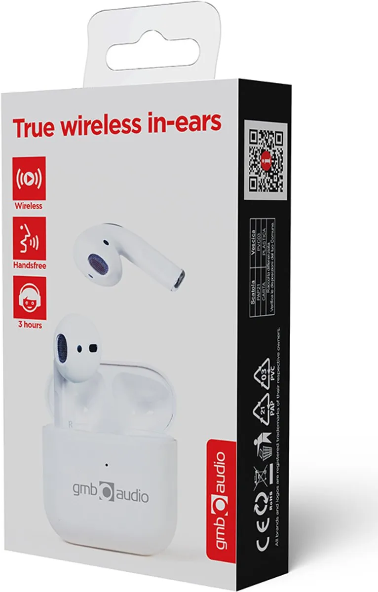 Gembird Valletta TWS-MLA-GW In-Ear Oordopjes - Wit