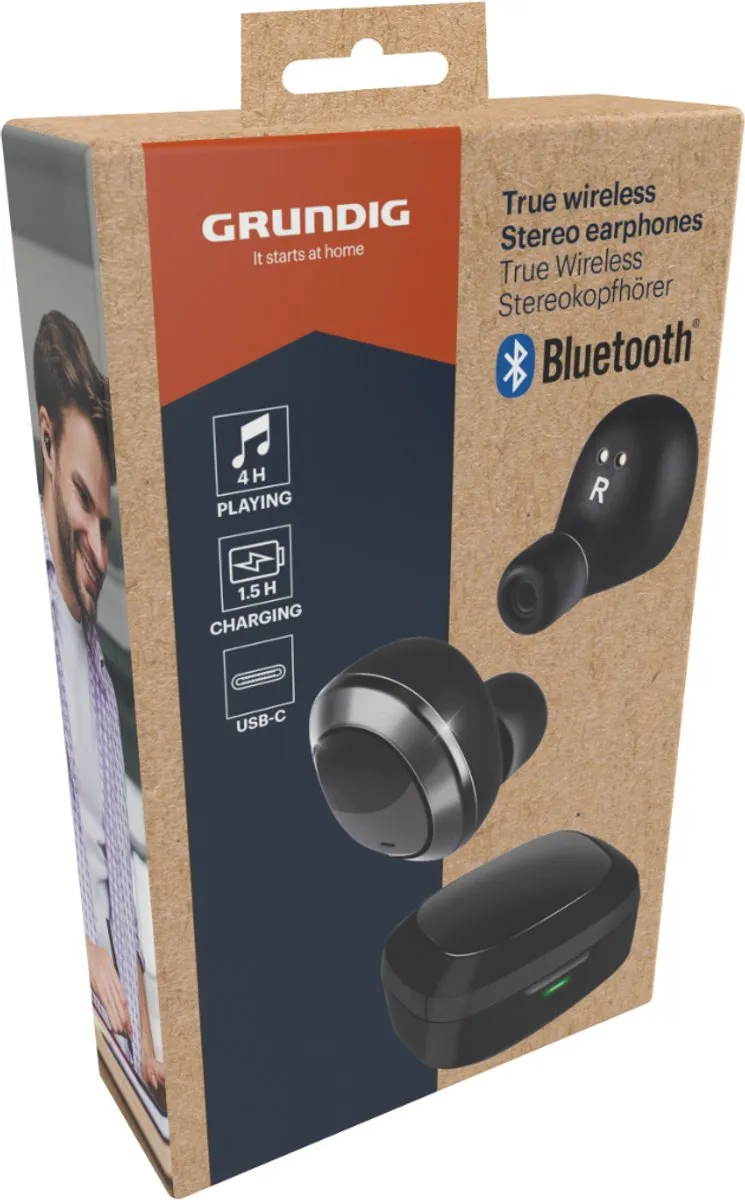Grundig Bluetooth Draadloze Oordopjes - True Wireless Stereo Earbuds - In-Ear Oortjes Draadloos - met Oplaadcase USB-C en Microfoon - 3-6 Uur Speeltijd