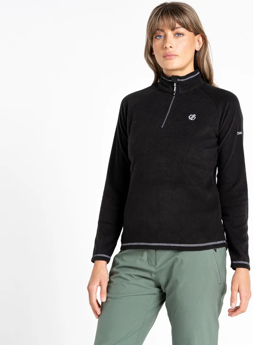 Dare2B, Freeform II Lichtgewicht Dames Fleece met halve rits, Zwart, Maat 44