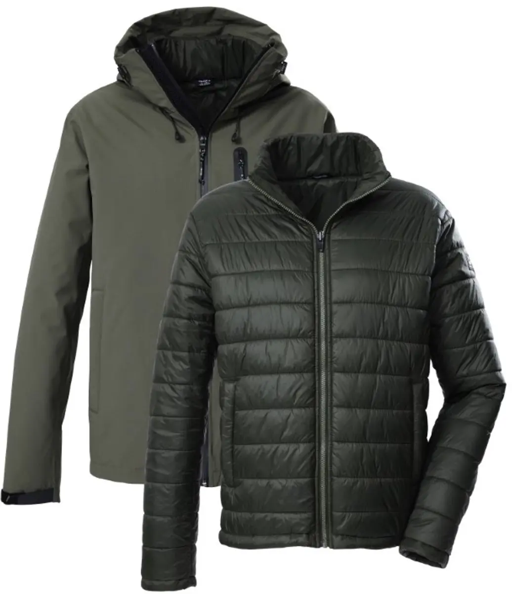 Killtec heren winterjas - functioneel - 3 in 1 - 43492 - olijf groen - maat M