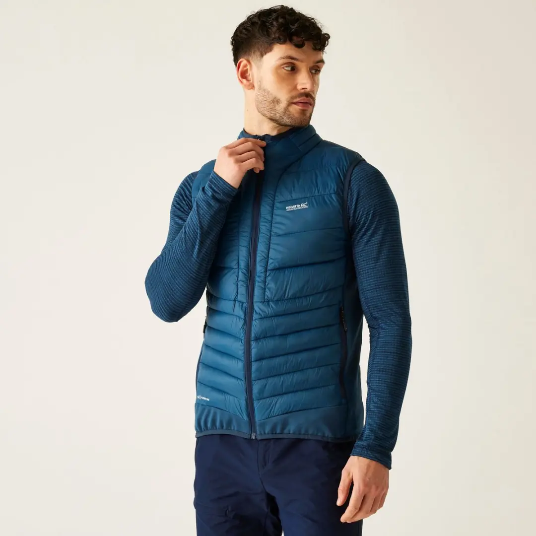 Leedre hybride gewatteerde bodywarmer voor heren