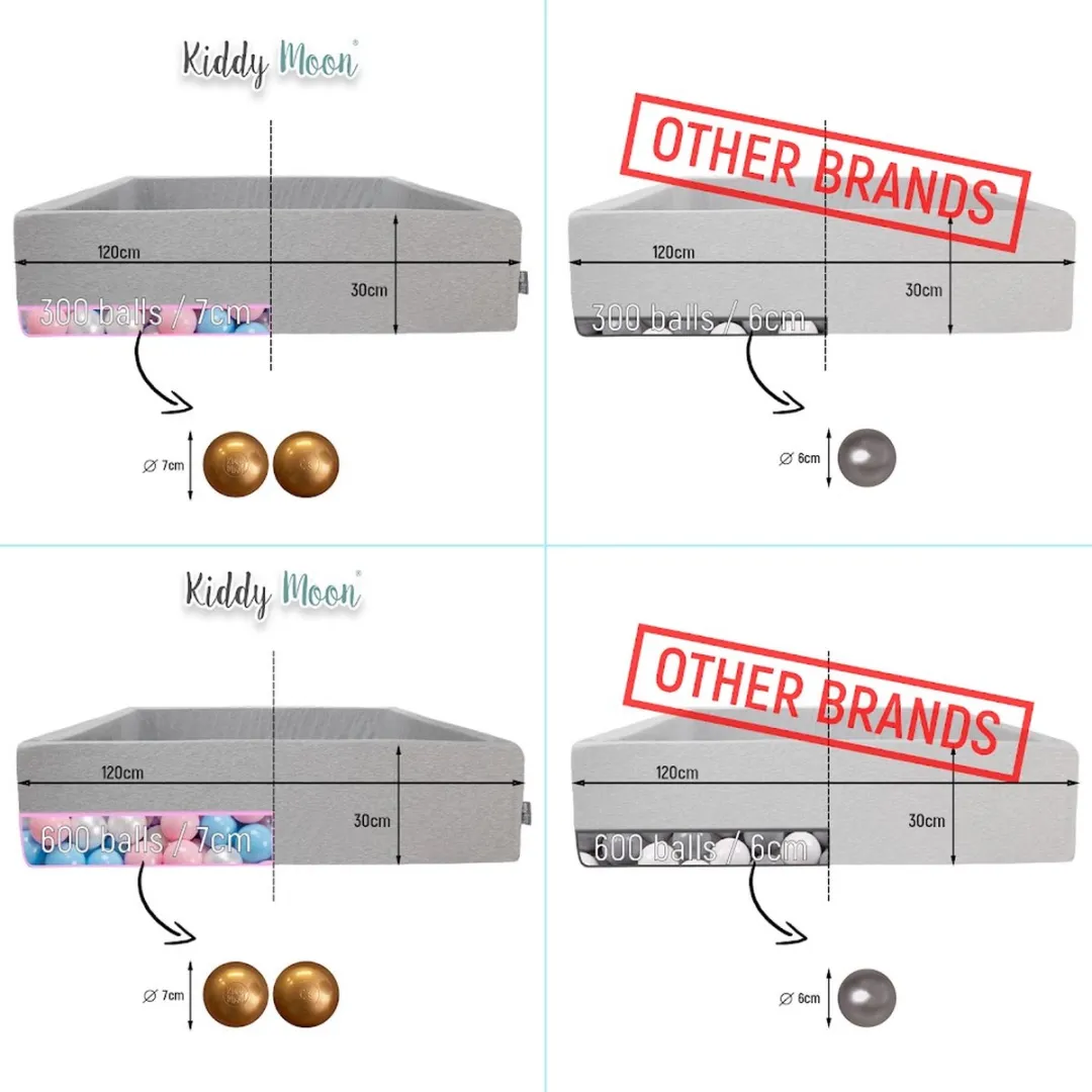 KiddyMoon Ballenbad 413728 - 600 Ballen ∅7cm 120x30cm - Lichtgrijs:Wit-Grijs
