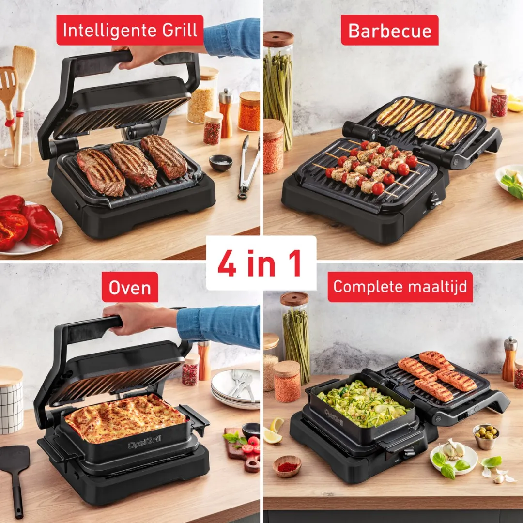 Tefal OptiGrill 4in1 GC7748 Contactgrill 2100W - Zwart/RVS