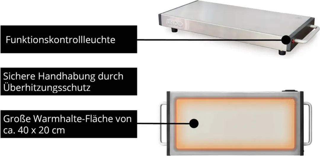 Unold Elena 58845 Warmhoudplaat - 1100W - RVS