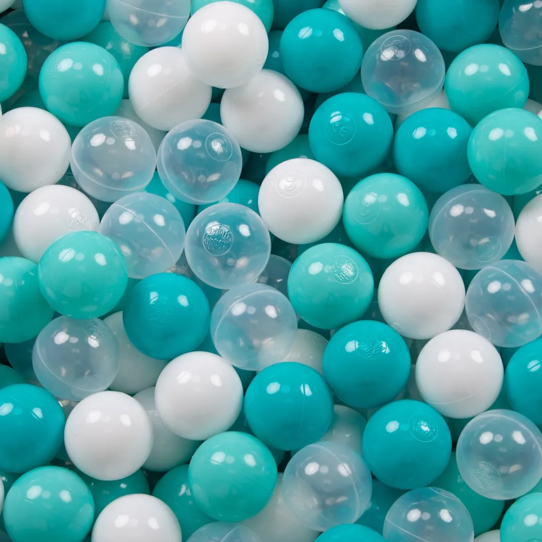 KiddyMoon Kinderballen 50 Stuks ∅7cm - Licht Turquoise/Wit/Transparant