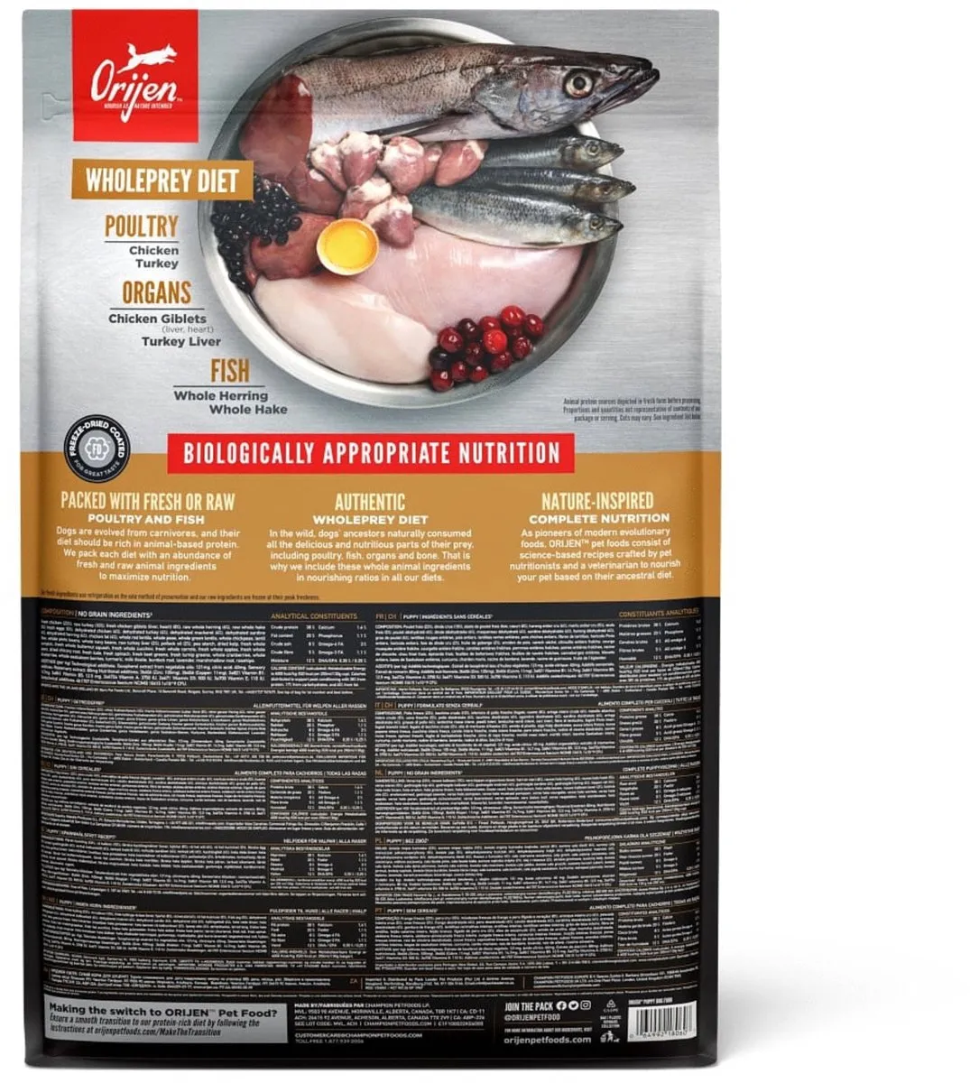 Orijen Whole Prey Puppy Kip & Kalkoen Hondenvoer 6kg