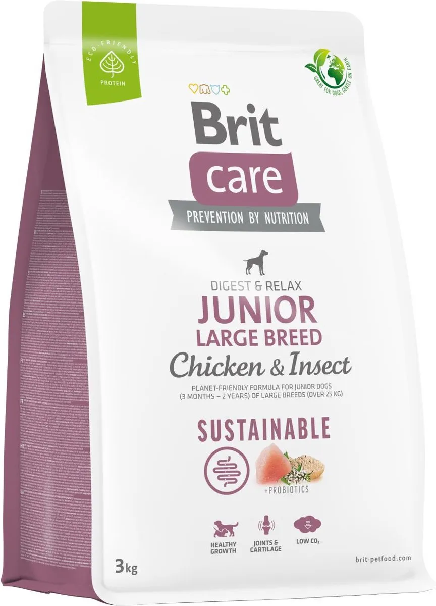 Brit Care Sustainable Junior Large Breed Kip - 3 kg