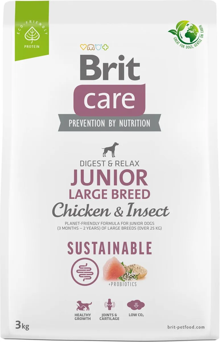 Brit Care Sustainable Junior Large Breed Kip - 3 kg