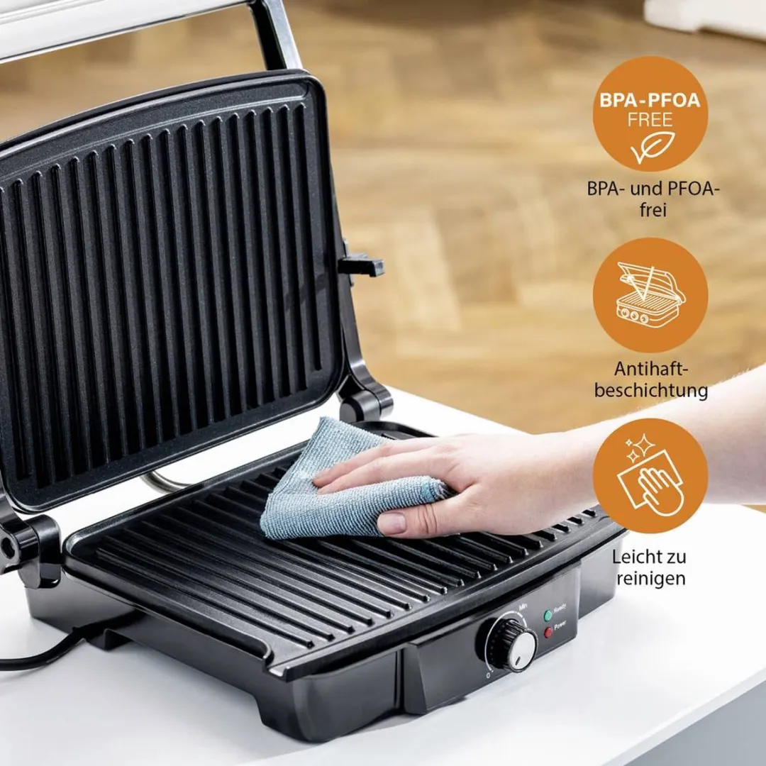 Tristar GR-2853 Contactgrill 2000W - 29,7x23,5cm - Zwart/RVS