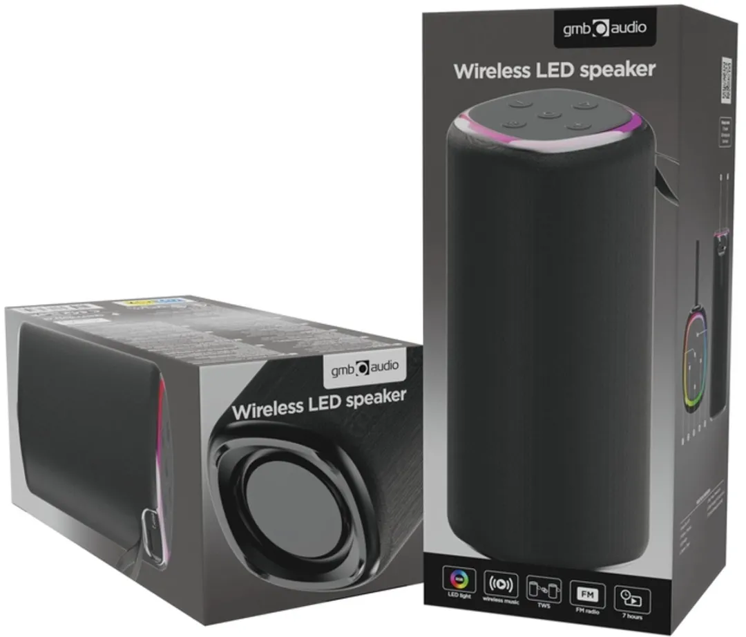 Gembird SPK-BT-LED-08L Bluetooth Speaker - 10W - Zwart