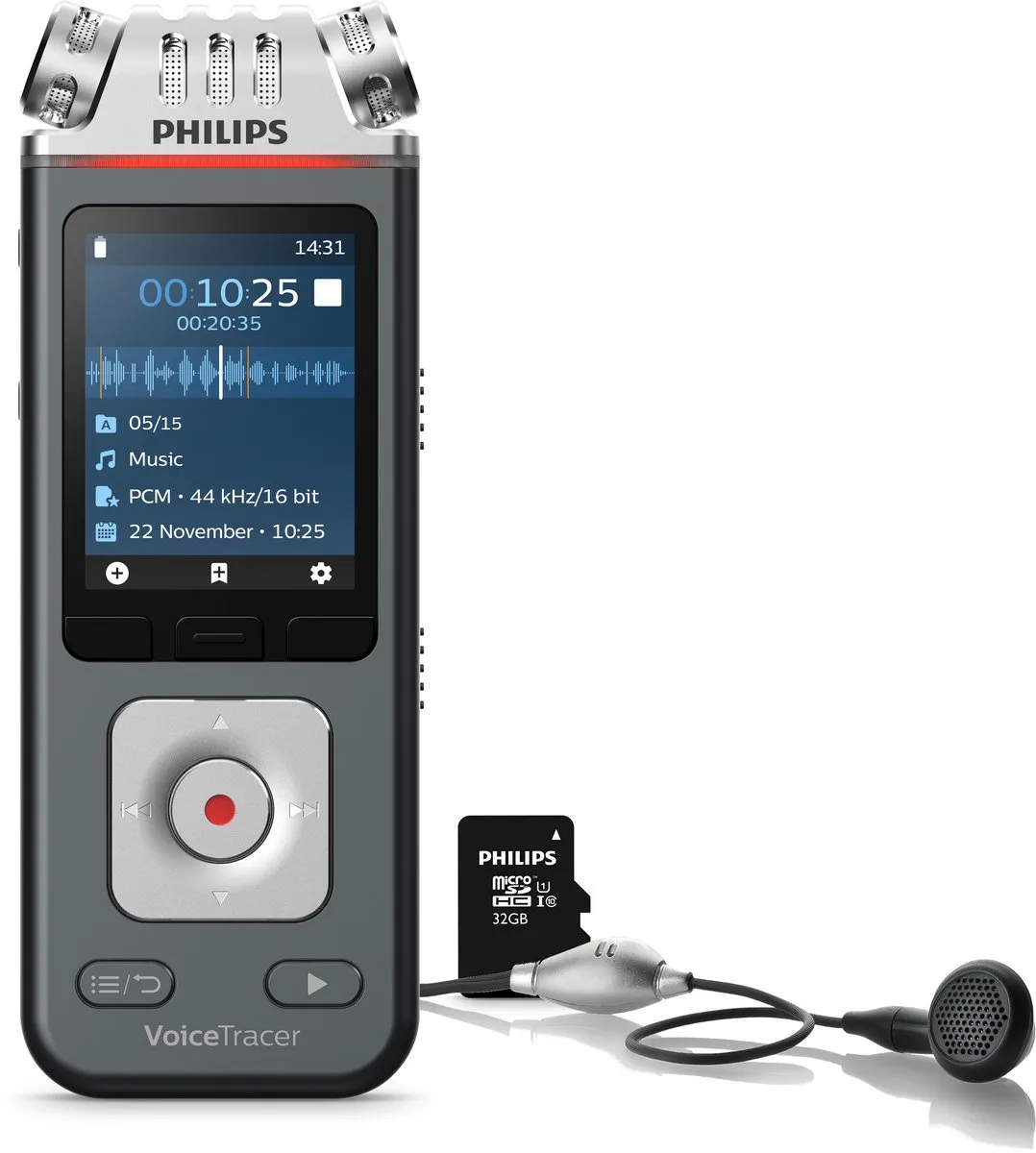 Philips Sound DVT61137 Stereo Audio Recorder - 8GB - Antraciet - afbeelding 4 van 6