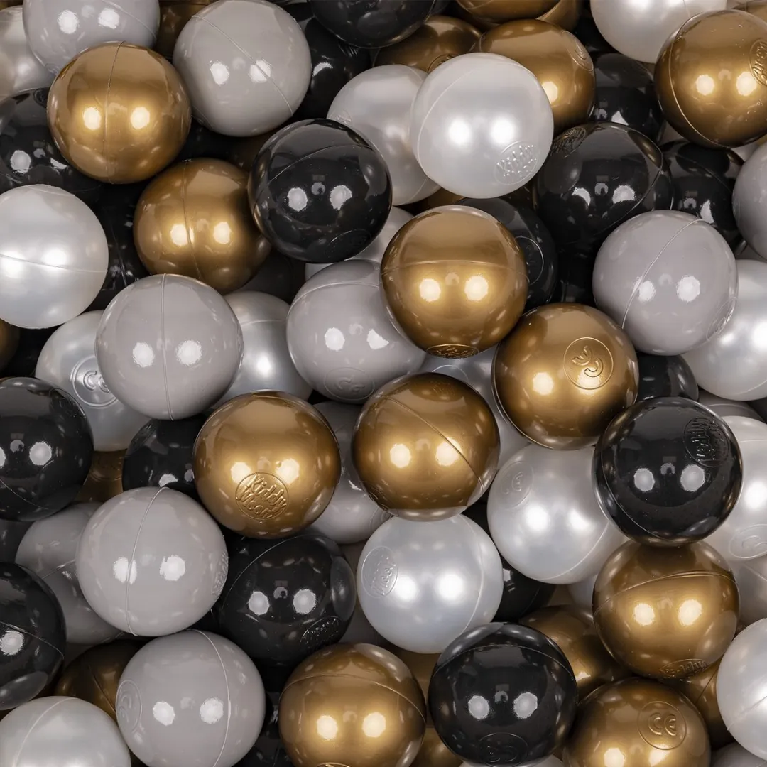 KiddyMoon Ballenbakballen Ø7cm - 700 Stuks - Zwart/Parel/Goud/Grijs