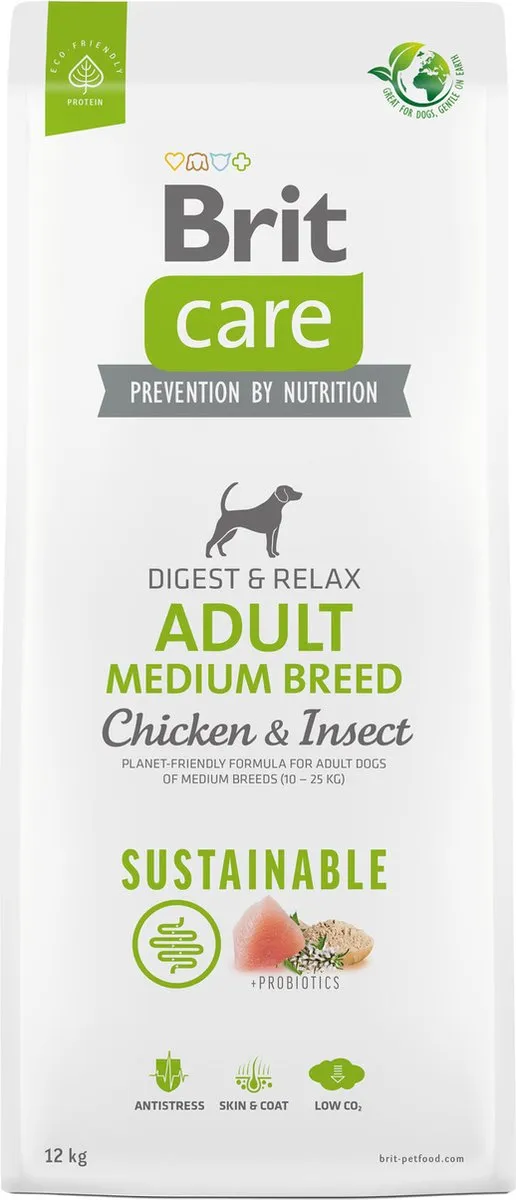 Brit Care Sustainable Adult Medium Breed Kip & Insecten