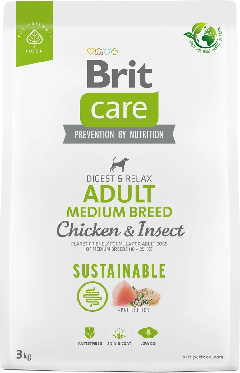Brit Care Sustainable Adult Medium Breed Kip & Insecten - 12 kg