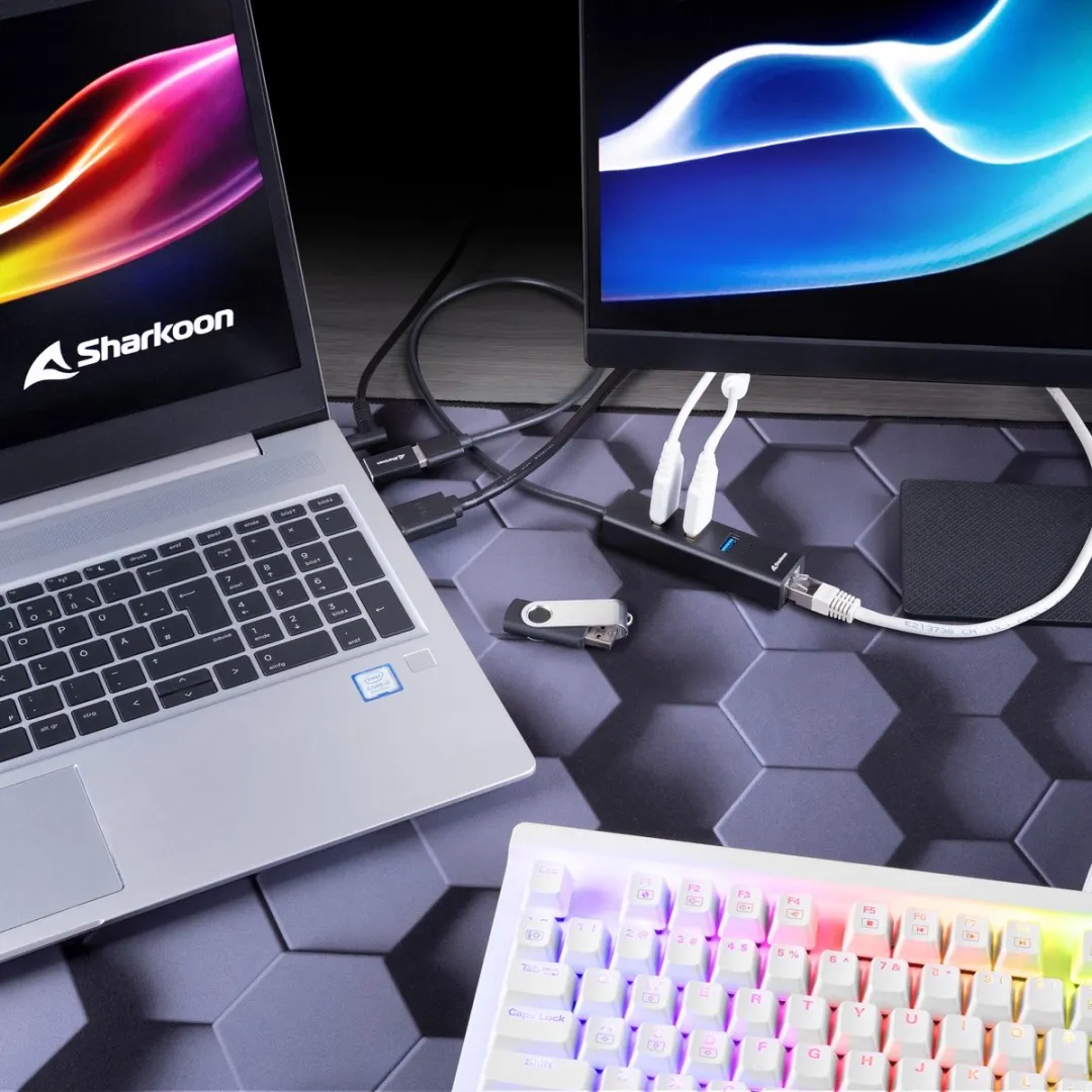 Sharkoon 4-Port USB Hub 4044951037575 - Zwart