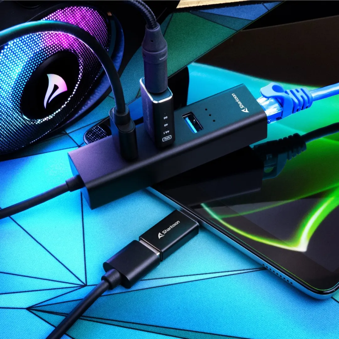 Sharkoon 4-Port USB Hub 4044951037575 - Zwart
