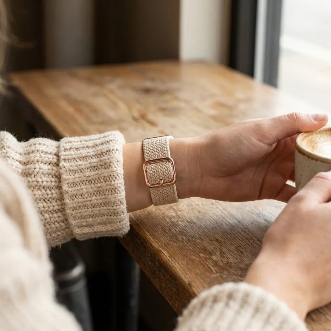 NUVEX Horlogeband Apple Watch 38-42mm - Beige/Zwart - 2 Stuks