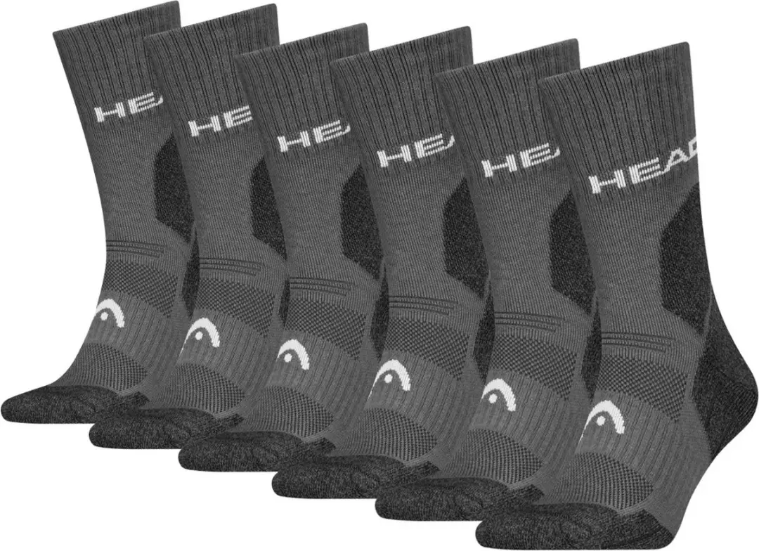 HEAD Wandelsokken All Climates Hiking Crew - 6 paar - Hoge Hiking Sokken -Grijs - Maat 43/46