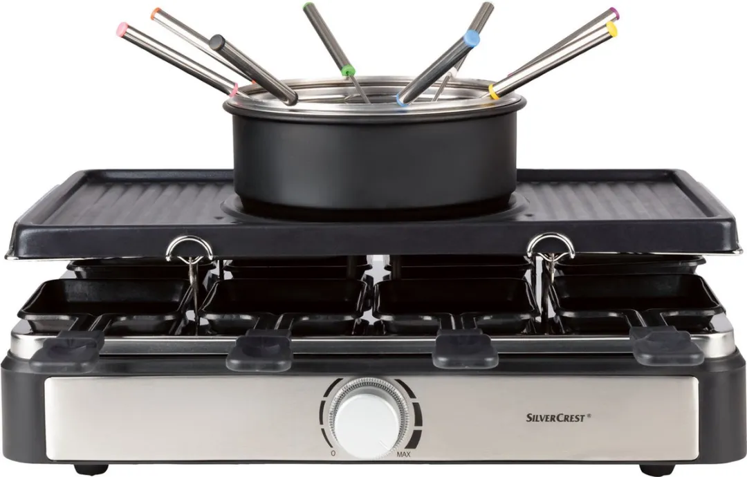 Silvercrest Gourmetset Raclette/Fondue/Grillapparaat 1400W - 8 Personen