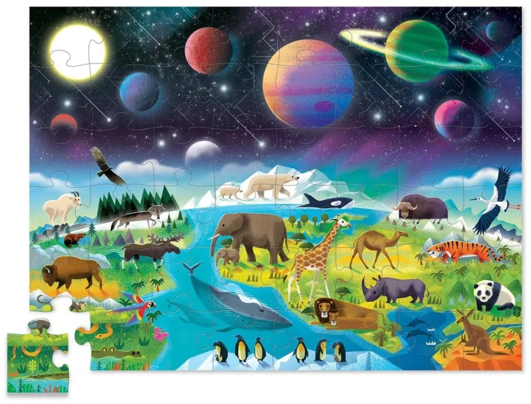 Crocodile Creek Above + Below Puzzel 48 Stuks - De Aarde en de Ruimte - Meerkleurig