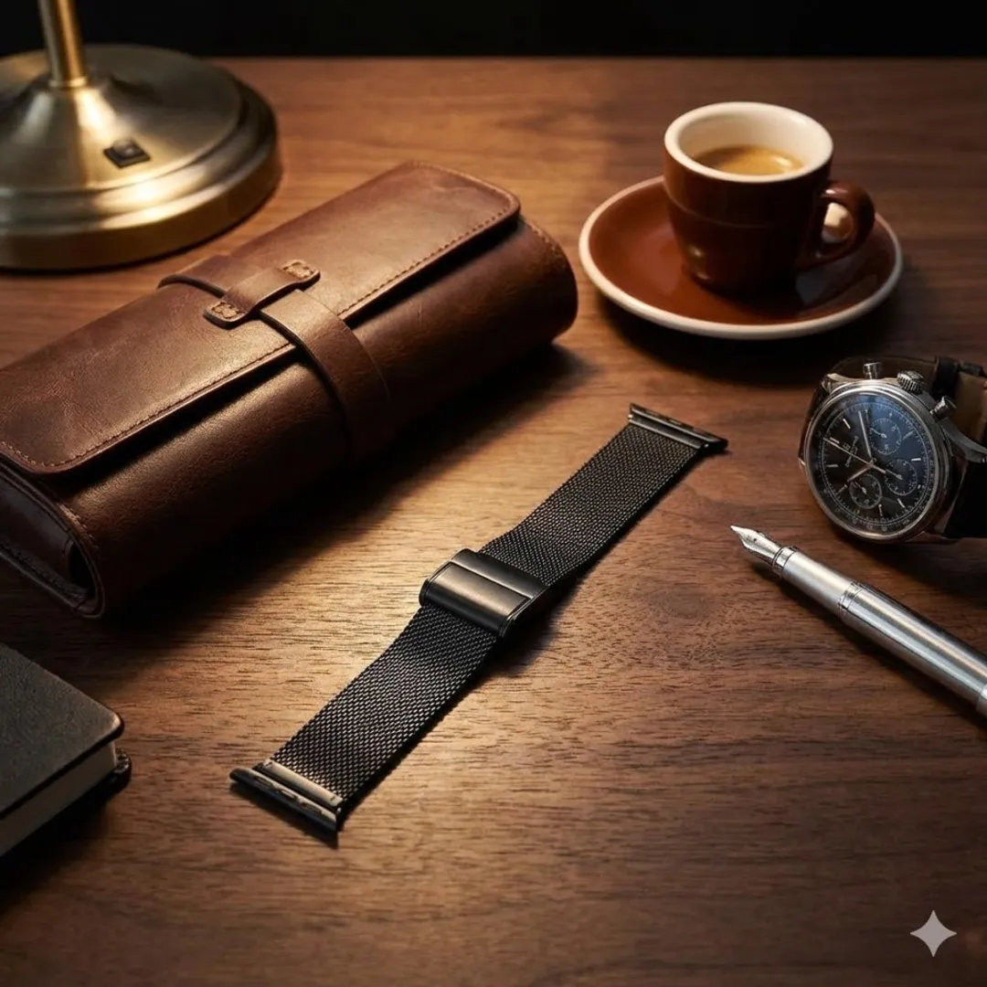 NuveX Mesh Smartwatchband 18mm - Zwart