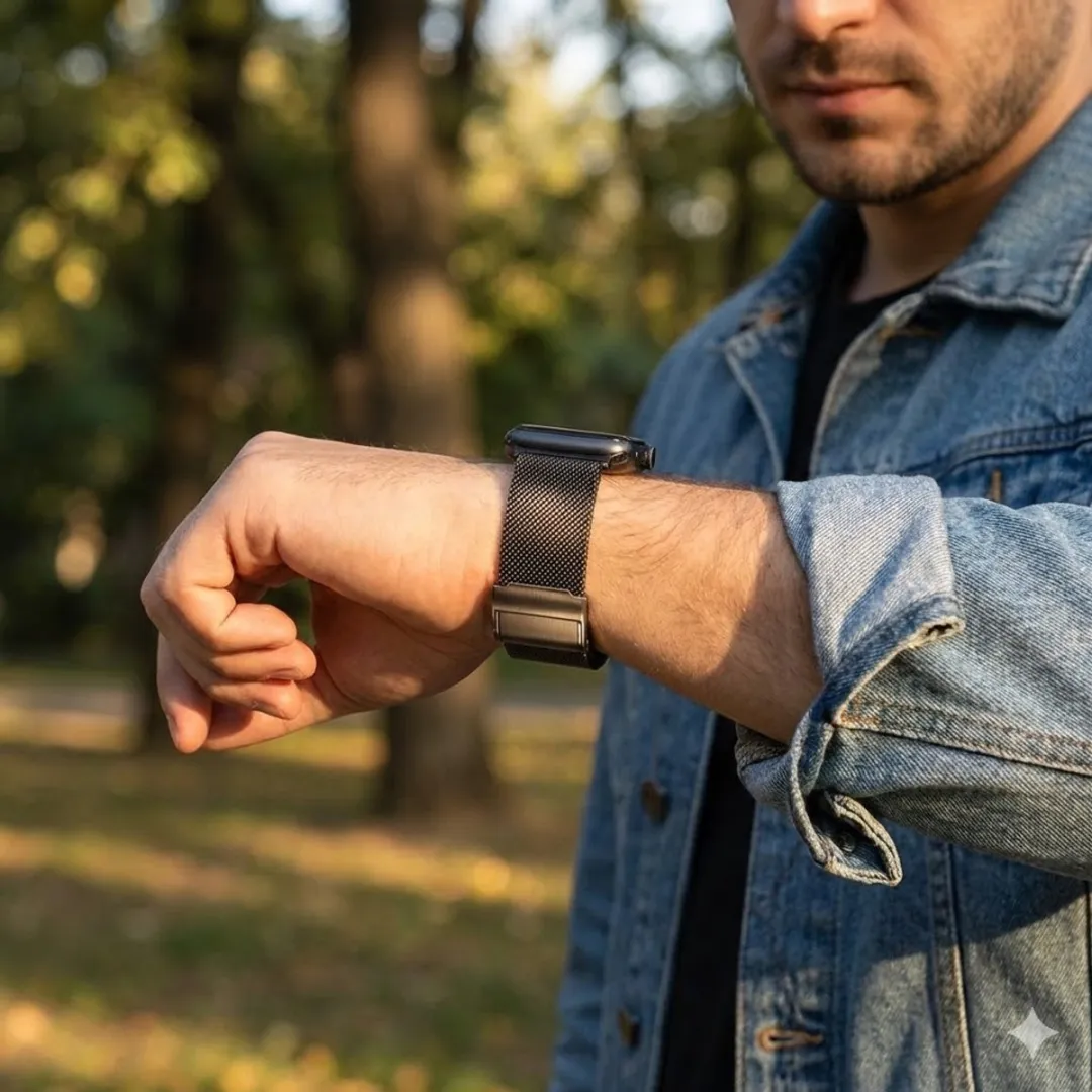 NuveX Mesh Smartwatchband 18mm - Zwart