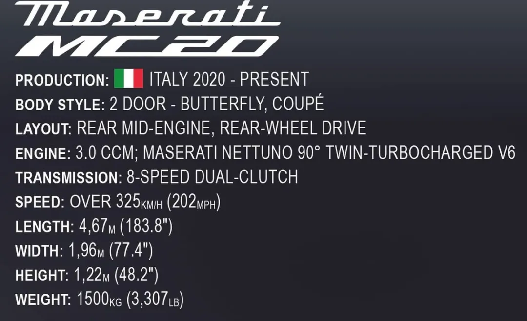 Cobi Maserati MC20 Bouwset 12-delig - Meerkleurig - afbeelding 6 van 6