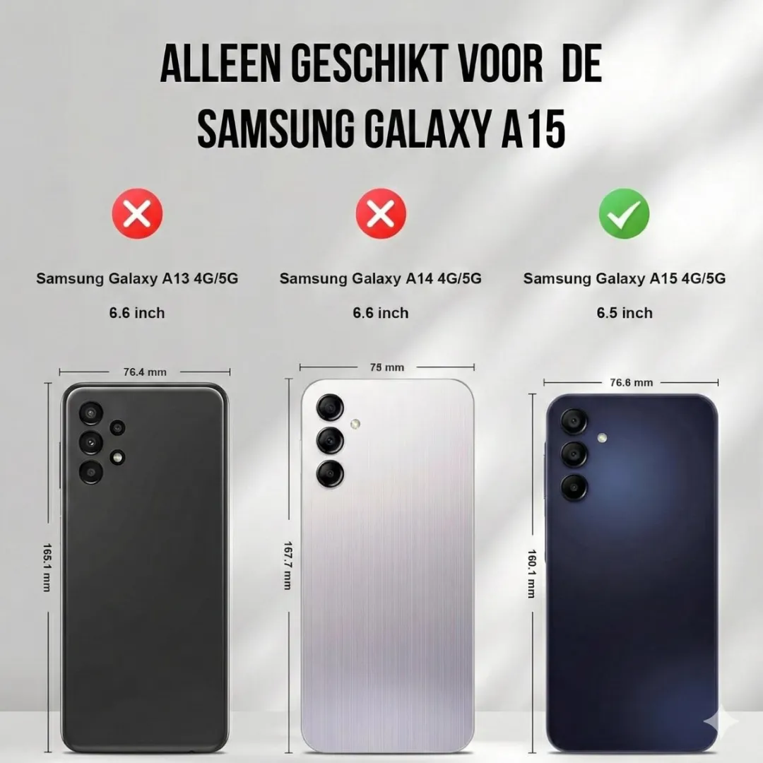 Nuvex Hoesje Samsung Galaxy A15 - Anti-Shock Bookcase - 2 Pasjes - Zwart