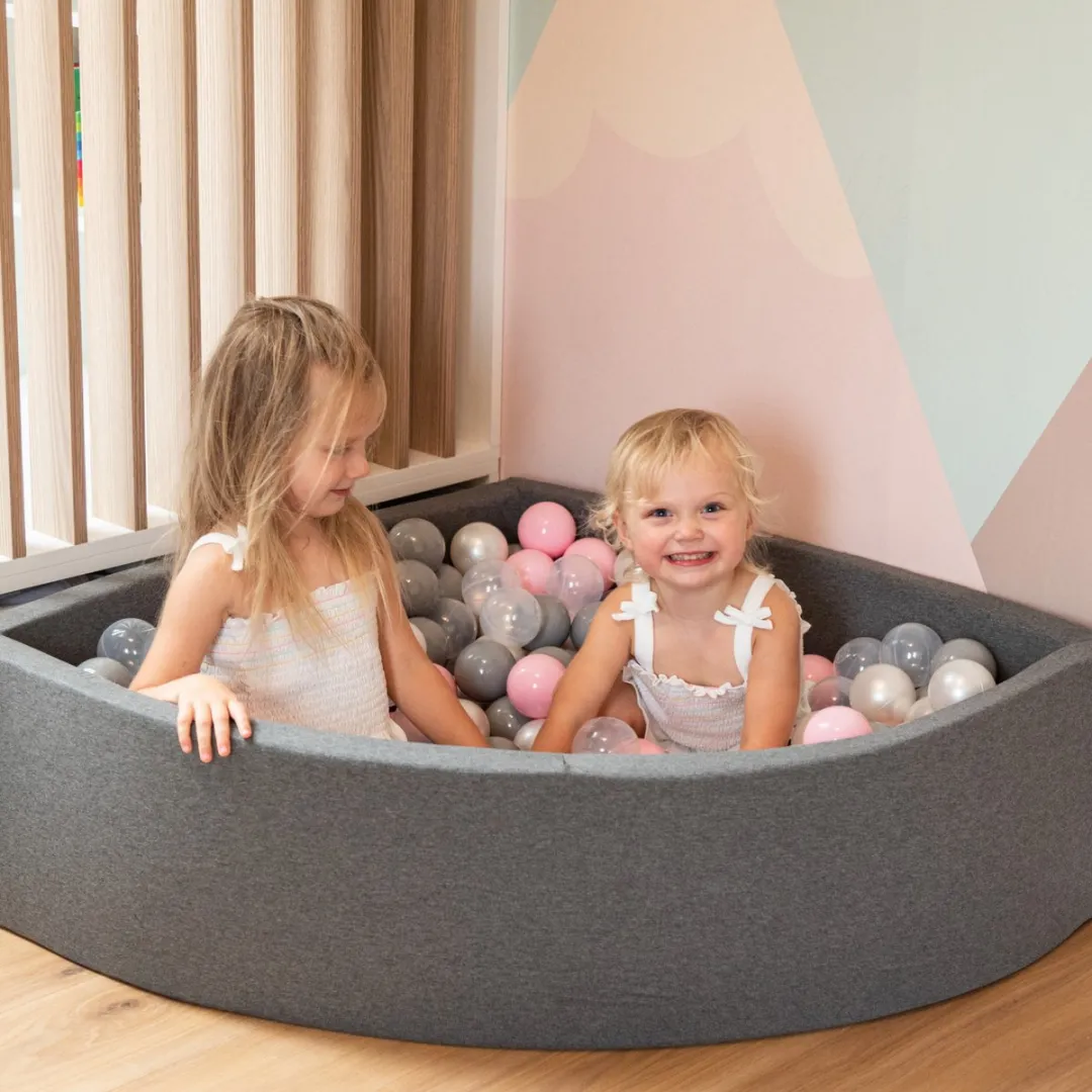 KiddyMoon Ballenbakballen Ø7cm - 700 Stuks - Parel Grijs/Transparant/Poederroze