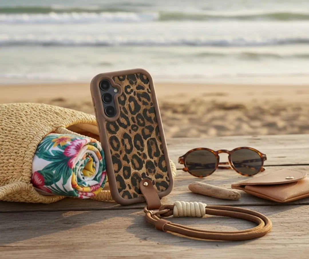 NUVEX Samsung Galaxy A55 Hoesje - Bruin Luipaard Print